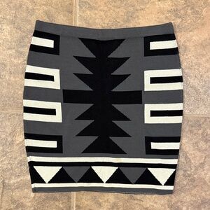 RACHEL Rachel Roy Geometric Mini Skirt - Black and Gray